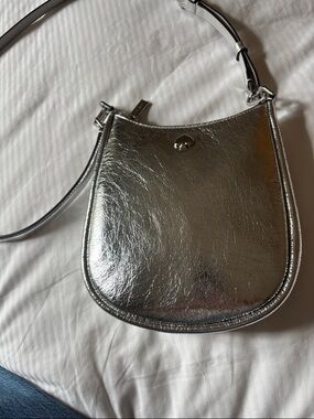 kate spade Metallic Silver Leather Crossbody Bag